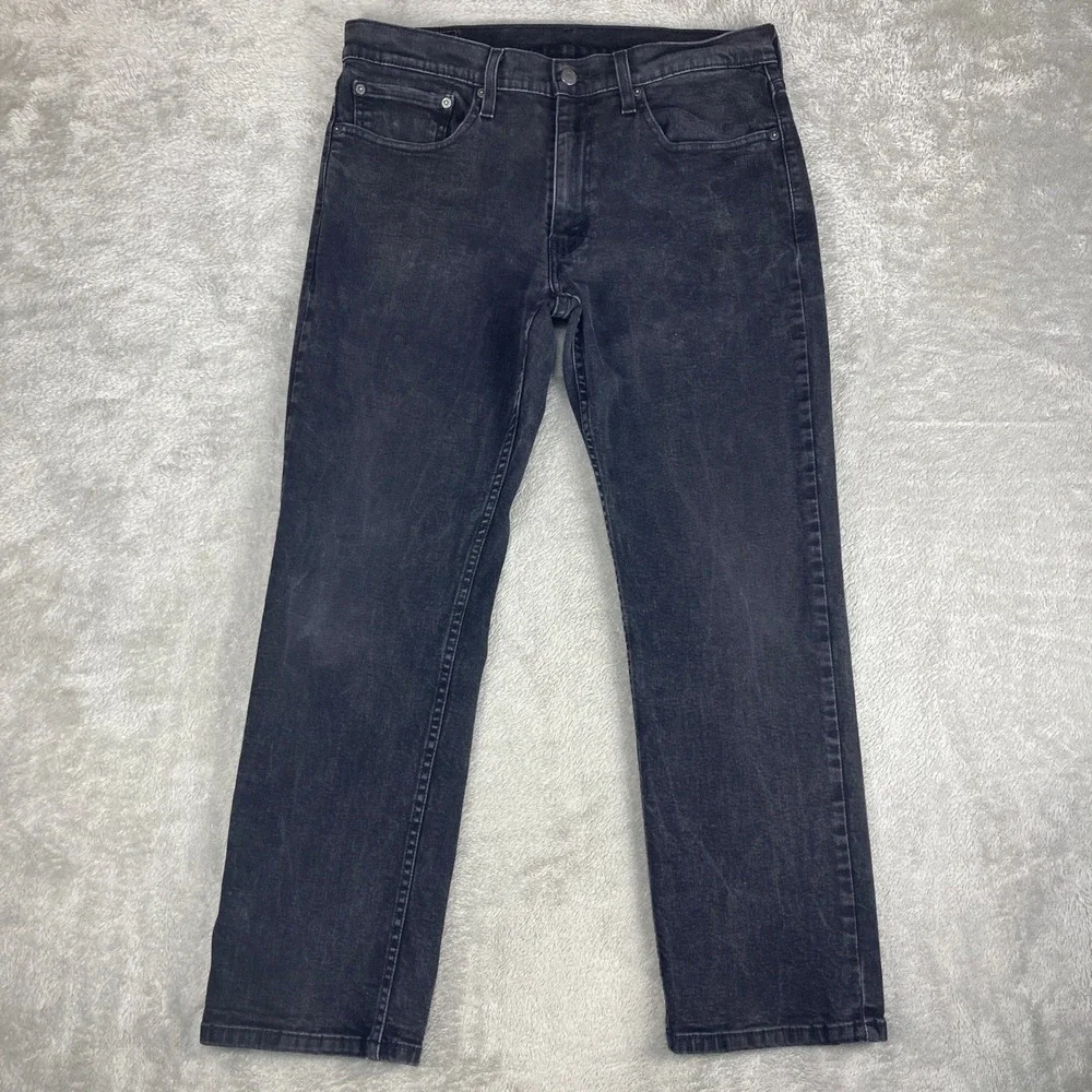 Levis 514 Straight‎ Fit Jeans Mens 34x29 (34x28) Faded Black Denim Pants